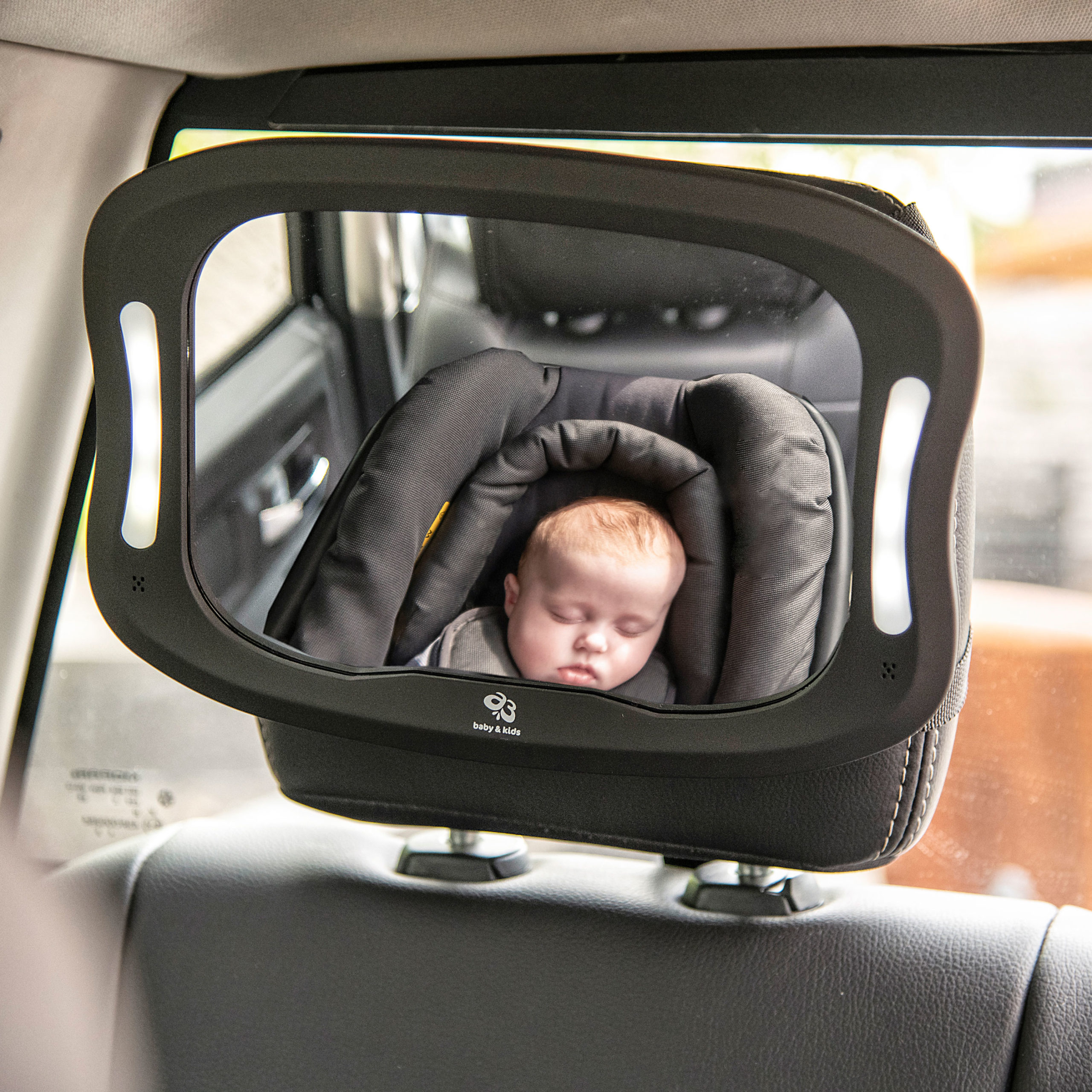 Productiecentrum min Strak A3 Baby & Kids autospiegel met ledverlichting - A3 Baby & Kids